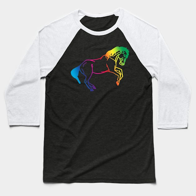 Rainbow rearing horse Baseball T-Shirt by Shyflyer